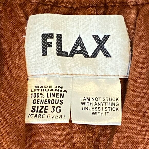 FLAX 100% Linen Midi Skirt Sz 3G/Generous Earthy Rust/Brown #330J - Picture 5 of 6
